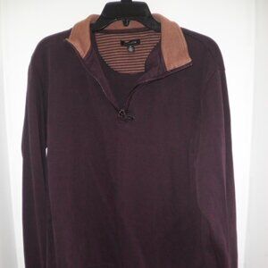 Van Heusen Mens Purple Long Sleeve 1/4 Zip Pull Over Sweatshirt Medium